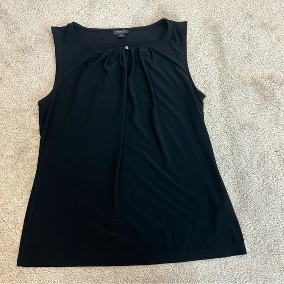 Tahari ASL Black sleeveless ruched top blouse size small - Picture 5 of 10